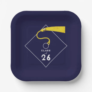 Graduation 2026 Navy Blue Party Paper Plates