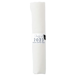 Graduation 2026 Navy Blue Script Grad Party Napkin Bands