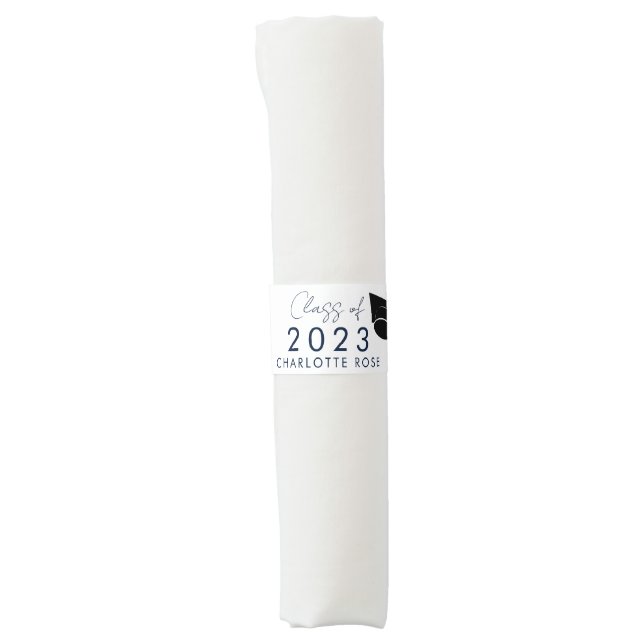 Graduation 2026 Navy Blue Script Grad Party Napkin Bands (Front)