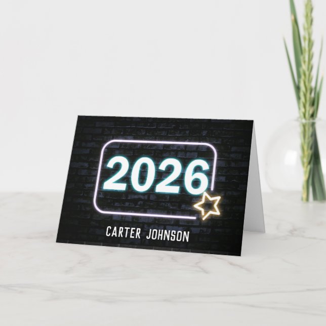 Graduation 2026 Neon Sign On Brick Card (Front)