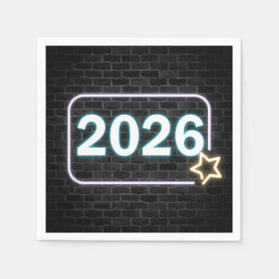 Graduation 2026 Neon Sign On Brick Napkins