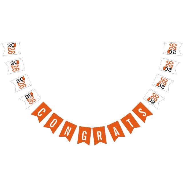Graduation 2026 Orange and Black  Bunting Flags (All)