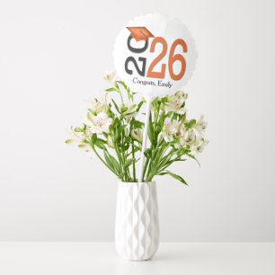 Graduation 2026 Orange and Black with Name Balloon