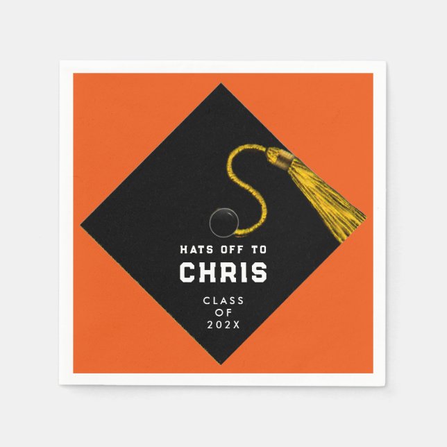 Graduation 2026 Orange Paper Napkins (Front)