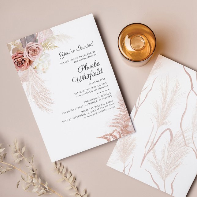 Graduation 2026 Pampas Grass Grad Party Invitation (Creator Uploaded)