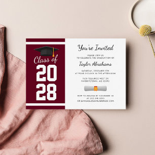 Graduation 2026 Party Burgundy Modern Grad Invitation