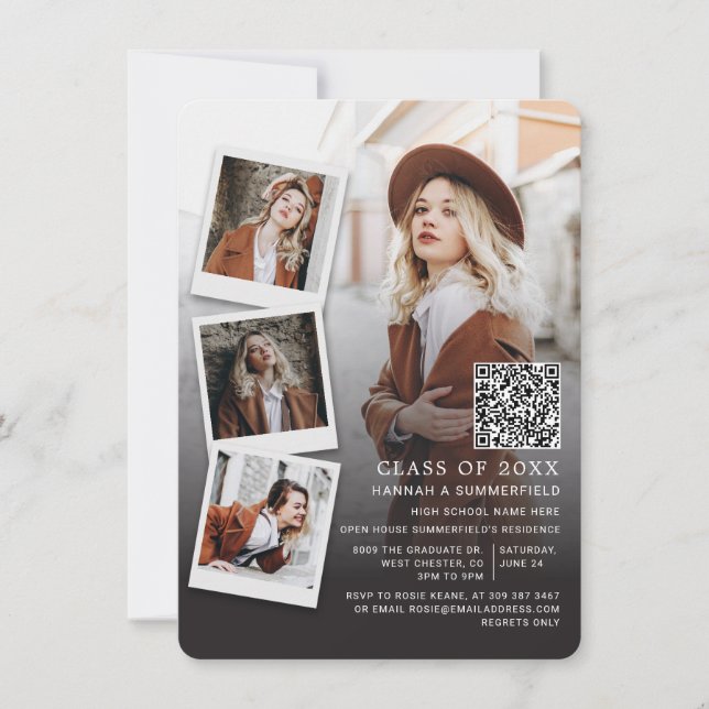 Graduation 2026 Party Grad Photos QR Code Invitation (Front)