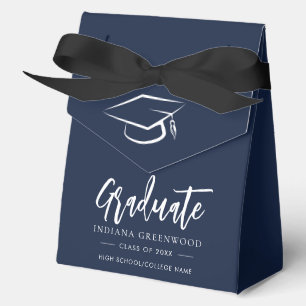 Graduation 2026 Party Script Navy Blue Grad Party Favor Boxes