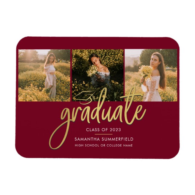 Graduation 2026 Photo Collage Grad Announcement Magnet (Horizontal)