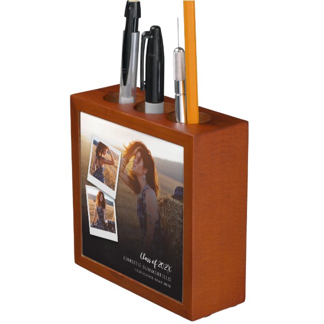 Graduation 2026 Photo Collage Grad Keepsake Desk Organizer (In Situ)