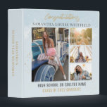 Graduation 2026 Photo Collage Grad Memories 3 Ring Binder<br><div class="desc">Photo collage gold script graduation party photo album binder for the new grad. Features 4 photos of the graduate you can easily replace with your favorite ones. The word "Congratulations" is set. Add their name, school college, the text on the spine, and class year of graduation by clicking the "Personalize"...</div>