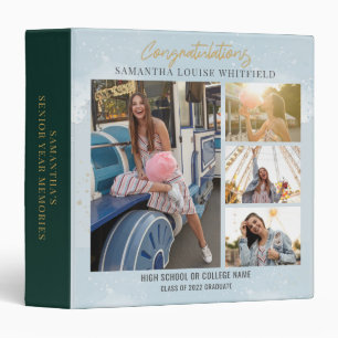Graduation 2026 Photo Collage Grad Memories Green 3 Ring Binder
