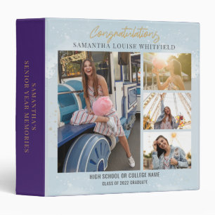 Graduation 2026 Photo Collage Grad Memories Purple 3 Ring Binder