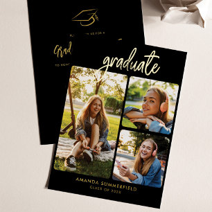 Graduation 2026 Photo Collage Grad Party Foil Invitation