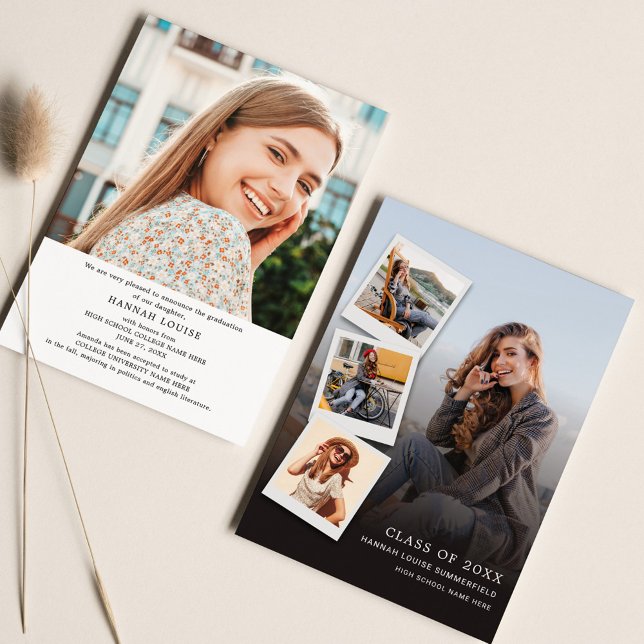 Graduation 2026 Photo Collage Modern Announcement (Graduation 2024 Multi Photo Typography 5 Photos Announcement Card)