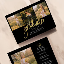 Graduation 2026 Photo Collage Script Black Gold