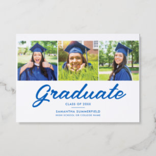 Graduation 2026 Photo Collage Script Grad Letterpress Photo Cards