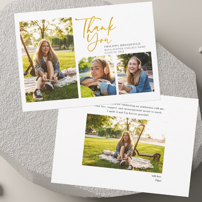 Graduation 2026 Photo Collage Script Graduate Thank You Card (Graduation 2025 Photo Collage Script Graduate Thank You Card)