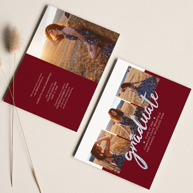 Graduation 2026 Photo Collage Silver Announcement (Creator Uploaded)