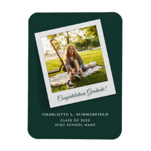 Graduation 2026 Photo Green Elegant Announcement Magnet