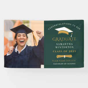 Graduation 2026 Photo Green Graduate Party Banner