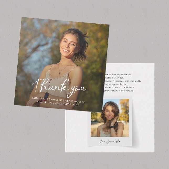 Graduation 2026 Photo Modern Grad Thank You Card (Graduation 2025 Photo Modern Grad Thank You Card)