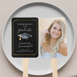 Graduation 2026 Photo Script Grad Black Party Hand Fan