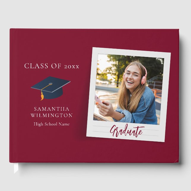 Graduation 2026 Photo Script Grad Party Guest Book (Front)
