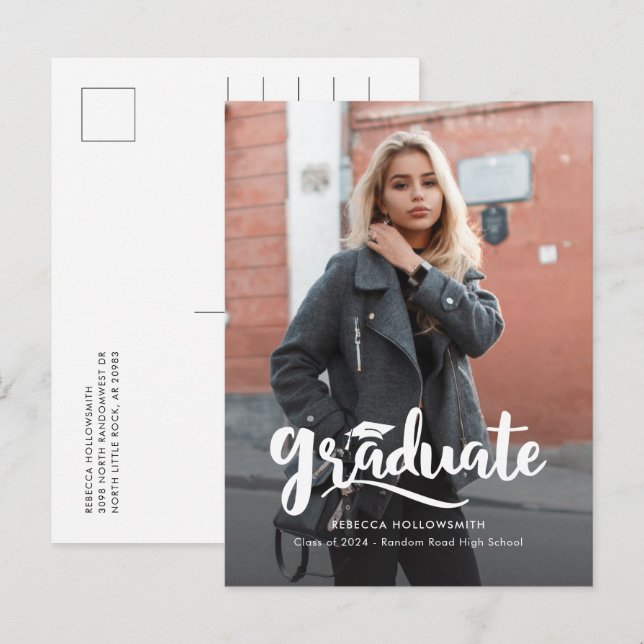 Graduation 2026 Photo Script Graduation Announcement Postcard (Front/Back)