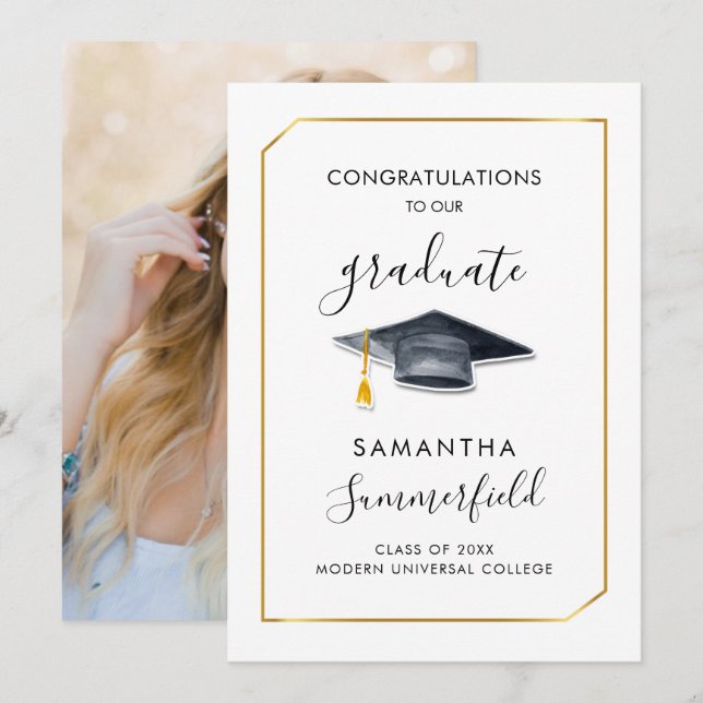 Graduation 2026 Photo Script Modern Grad Announcement (Front/Back)