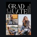 Graduation 2026 Photos Black and White Graduate Poster<br><div class="desc">Graduation 2026 Photo Collage Black and White Retractable Banner celebrating your achievements. Add your favorite graduation photos or any photos you love the most to create a simple grid style photo collage. Add your name or graduate's name,  college,  and class in white typography on black background.</div>