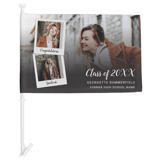 Graduation 2026 Photos Collage Congrats Graduate Car Flag (Front)