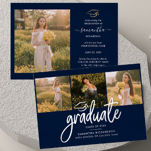 Graduation 2026 Photos Elegant Silver Foil Invitation