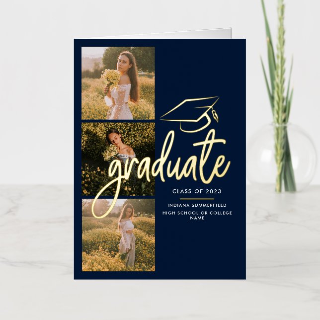 Graduation 2026 Photos Gold Foil Announcement (Front)