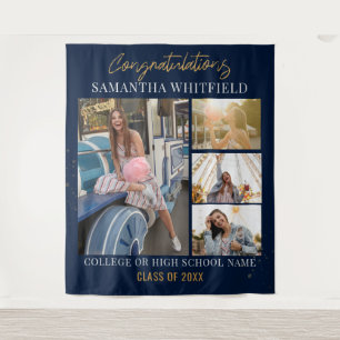 Graduation 2026 Photos Navy Blue Backdrop