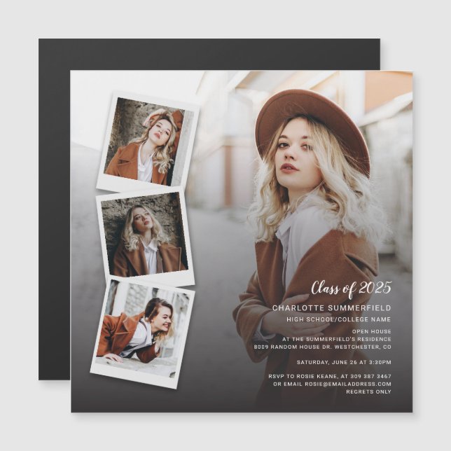 Graduation 2026 Photos Open House Party Magnetic Invitation (Front/Back)