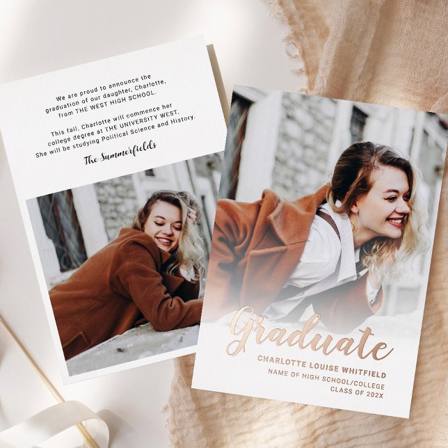 Graduation 2026 Photos Rose Gold Foil Announcement (Graduation 2025 Photos Rose Gold Foil Announcement)