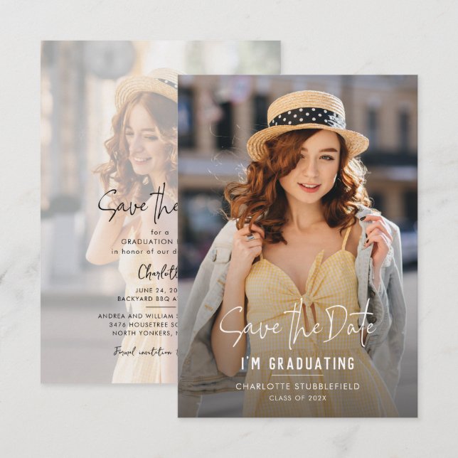 Graduation 2026 Photos Save the Date Announcement (Front/Back)