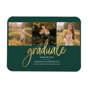 Graduation 2026 Photos Script Green Announcement Magnet