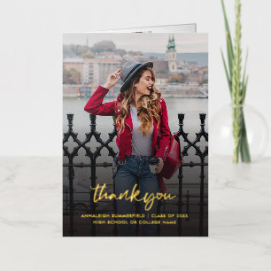 Graduation 2026 Photos Thank You Grad Gold Foil Greeting Card
