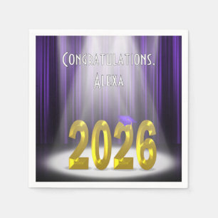 Graduation 2026 Purple and Gold In Spotlight Napkins