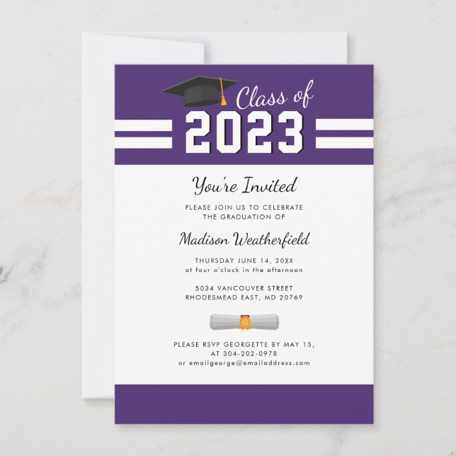 Graduation 2026 Purple Grad Party Invitation (Front)