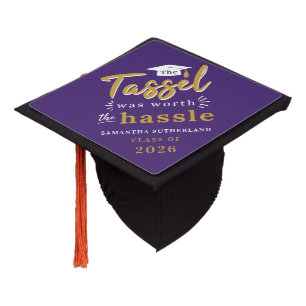 Graduation 2026 Purple Tassel Was Worth Custom Cap Topper