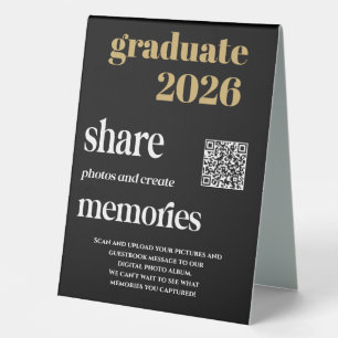 Graduation 2026 QR Code Photo Pictures Guestbook Table Tent