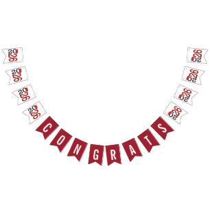 Graduation 2026 Red and Black Bunting Flags