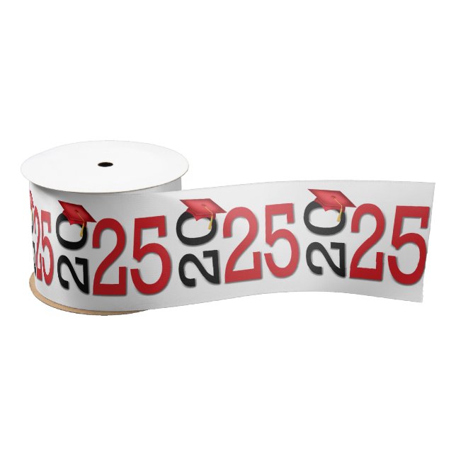 Graduation 2026 Red and Black Satin Ribbon (Spool)