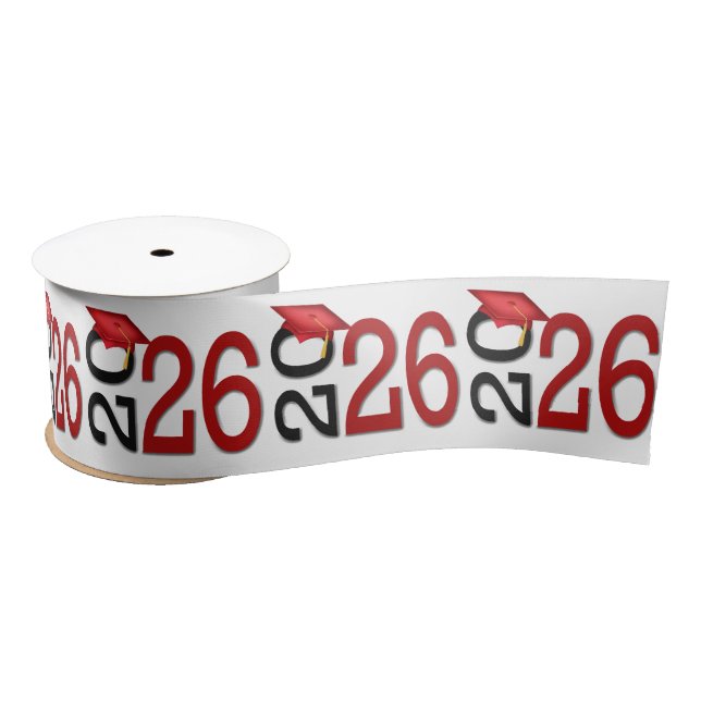Graduation 2026 Red and Black Satin Ribbon (Spool)