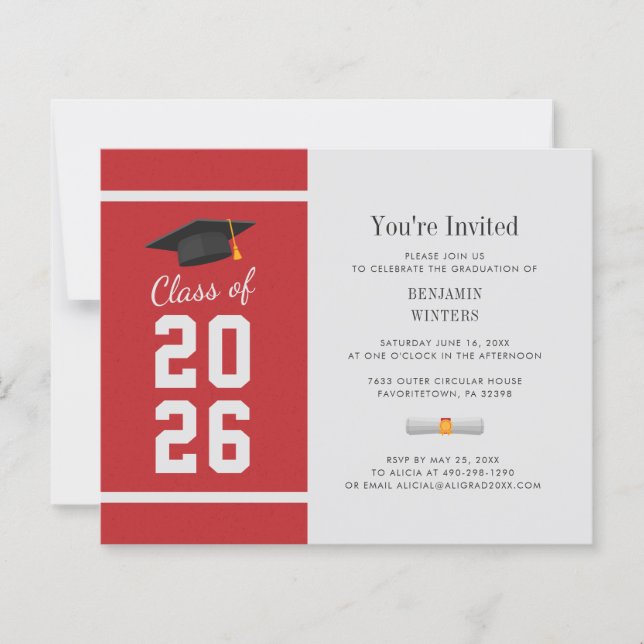 Graduation 2026 Red Grad Party Invitation (Front)