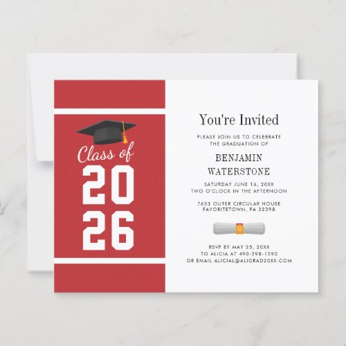 Graduation 2026 Red Party Invitation