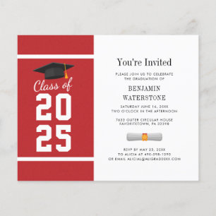 Graduation 2026 Red White Minimalist Invitation